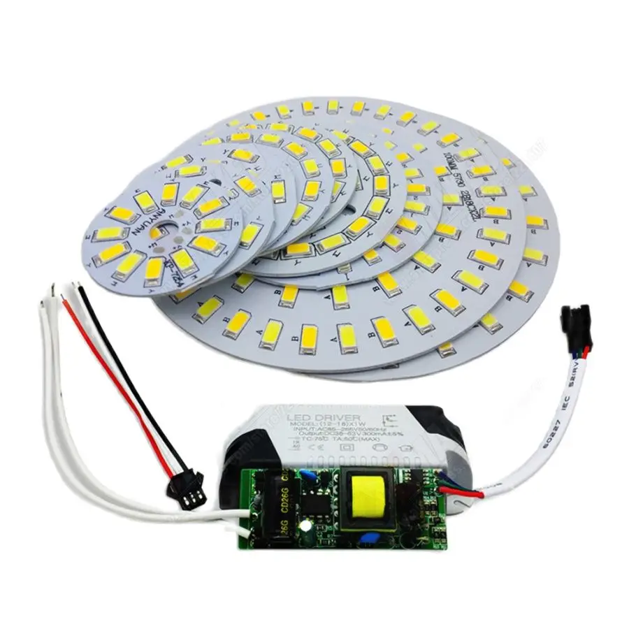 3-36W Dimmable lighting source, Bulb downlight PCB board with driver, 3 Light modes SMD aluminum plate with power supply DIY