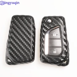 jingyuqin 2/3 Button Remote Carbon Silicone Car Key Case For Toyota Auris Corolla Avensis Verso Yaris Aygo Scion TC IM 2015 2016