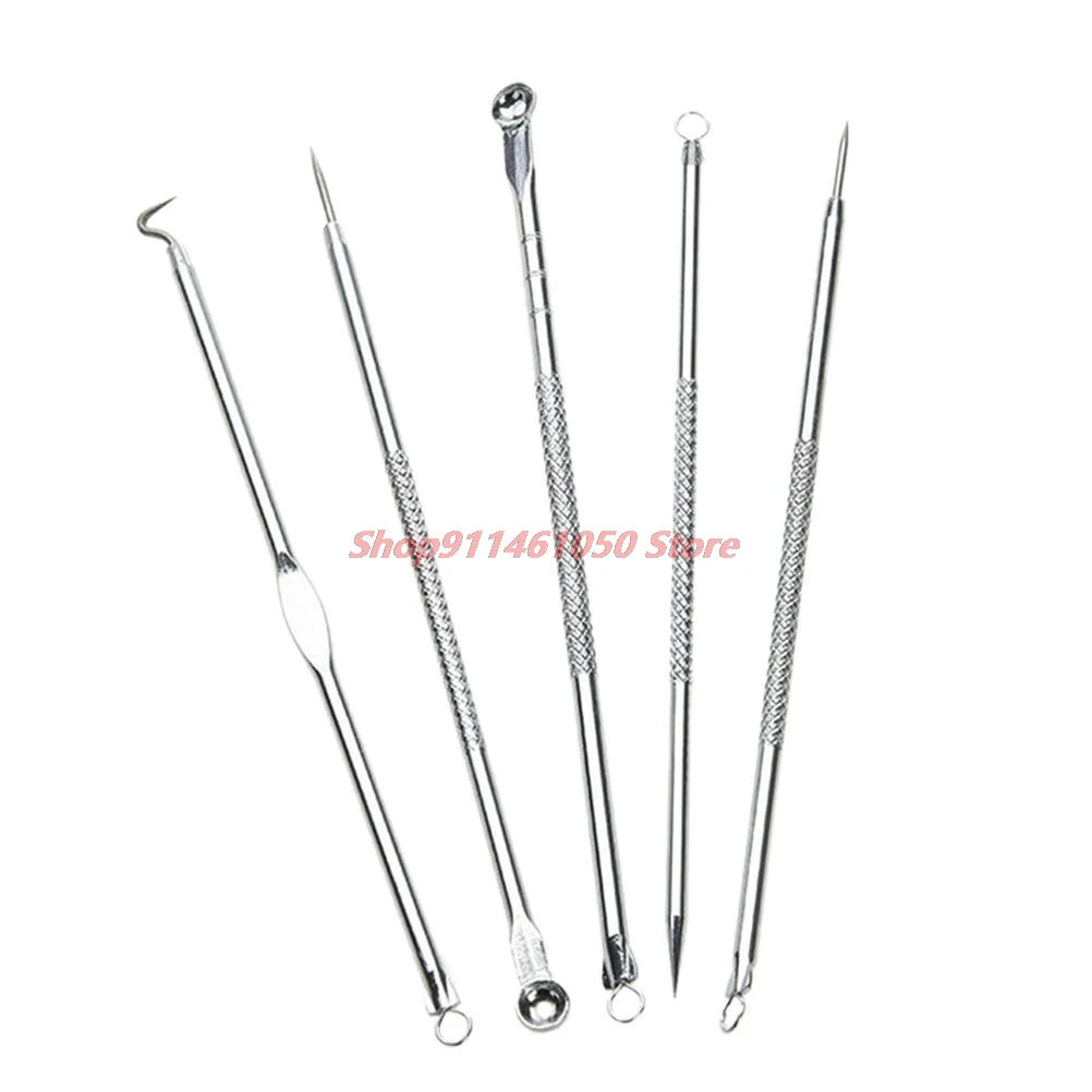 5Pcs Blackhead Extractor Black Dots Cleaner Acne Blemish Remover Needles Set Black Spots Pore Cleanser Tools New