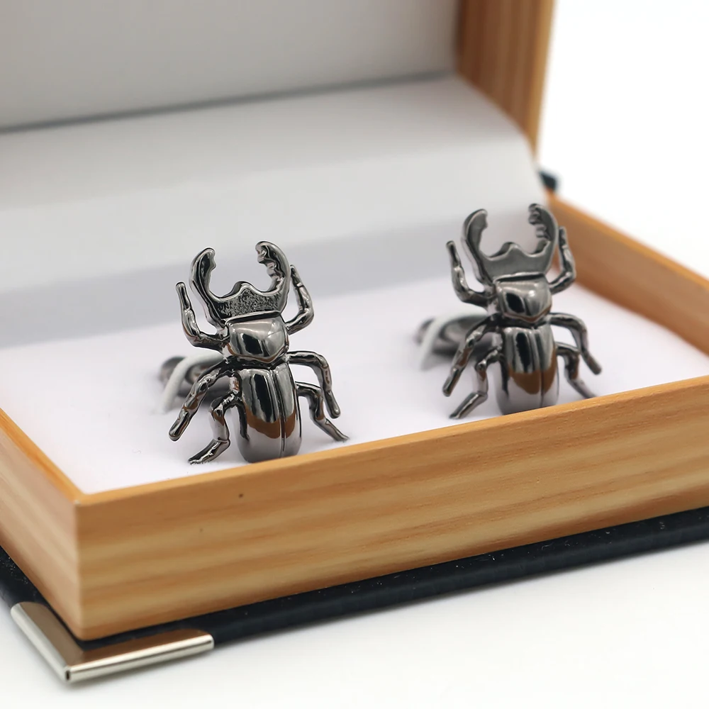 New Arrival Beetles Cuff Links Gunblack Color Insect Design Quality Brass Material Men's Cufflinks Free Shipping image 4