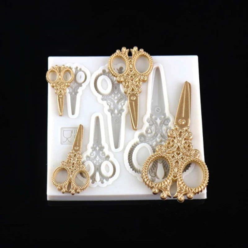 

Vintage Scissors Moulds Fondant Cakes Decorating Tools Silicone Molds Sugarcraft Chocolate Baking Tools For Cakes Gumpaste Form