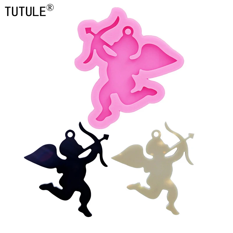 Shiny Cupids with Arrow Earrings Mold,Polymer Clay Love Silicone Mold-Love Heart Keychain Jewelry Pendant Making Resin Art Mold