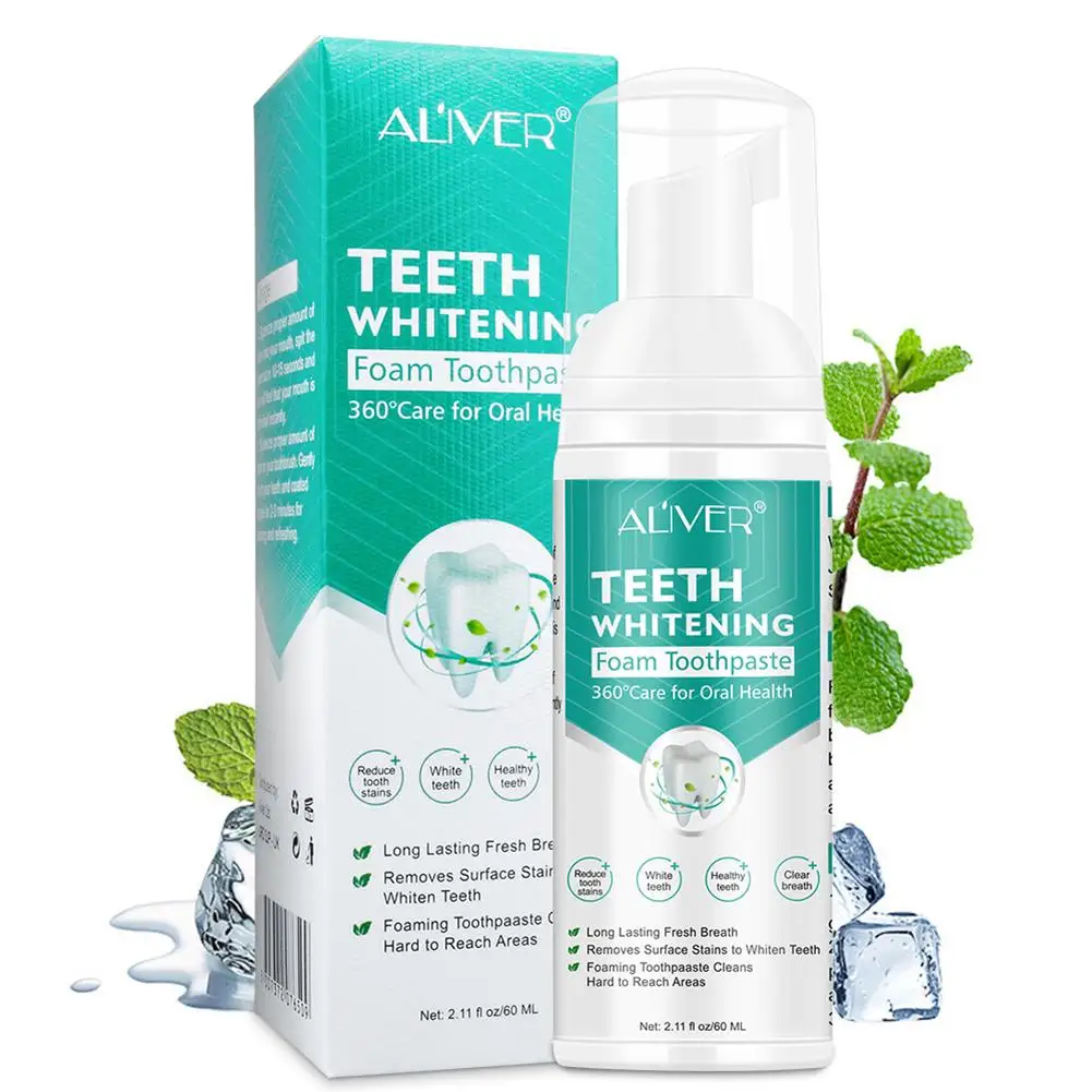 

Teeth Whitening Mousse Toothpaste Dental Oral Hygiene Remove Stains Plaque Teeth Deep Cleaning Tooth White Tool 60ML