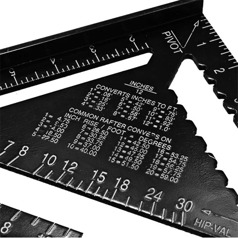 Angle Ruler 7/12 inch Metric Aluminum Alloy Triangular Measuring Ruler Woodwork Speed Square Triangle Angle Protractor