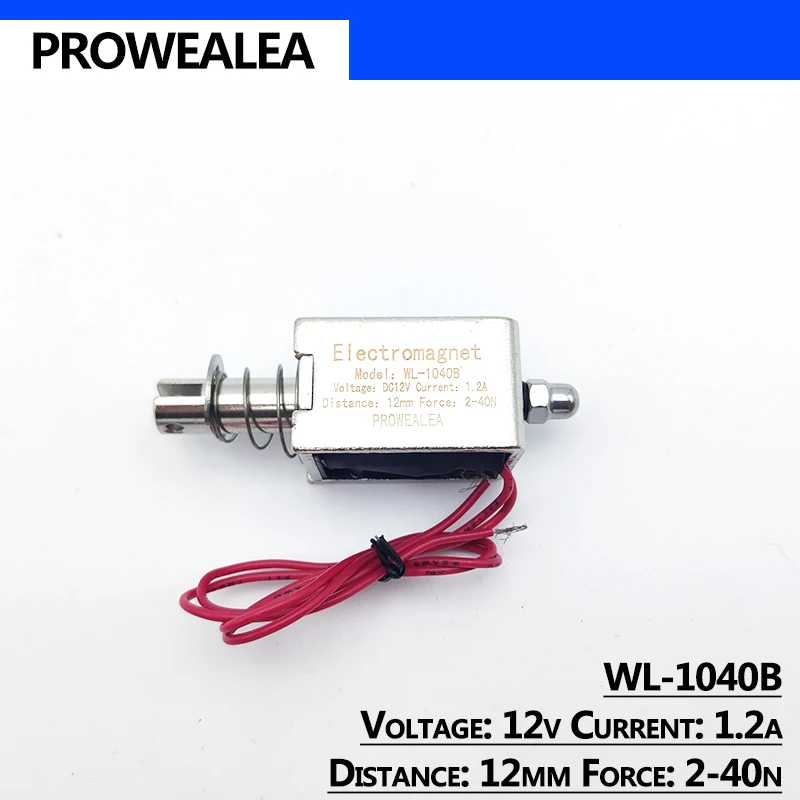 Solenoid Electromagnet Push Pull Type WL-1040B 6V 12V 24V Thrust Force 2-40N 12mm Open Frame Linear Electric Magnet