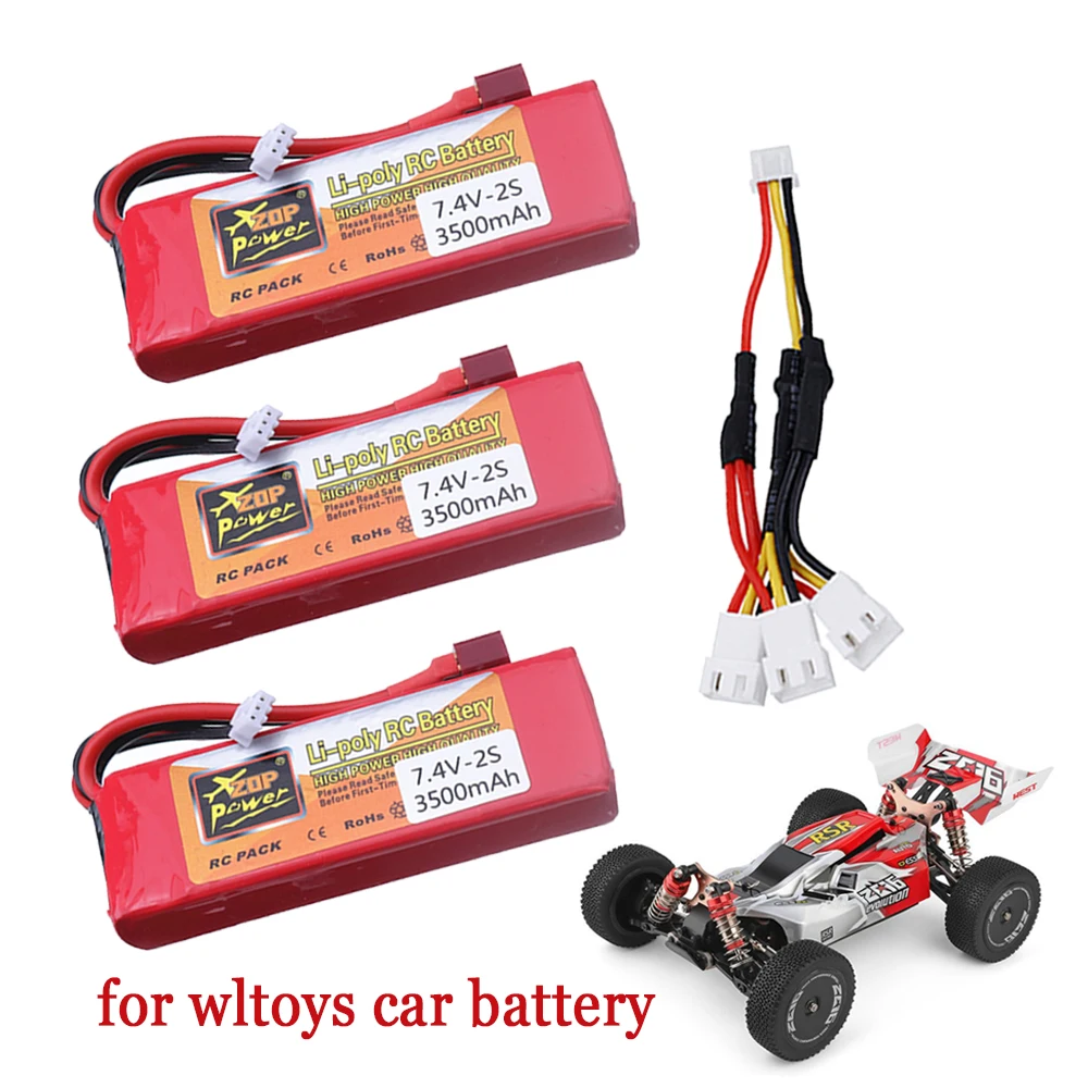 7.4V 3500mah Lipo Battery for Wltoys 144001 124018 124019 RC Car Toys Spare Parts 7.4V Battery with charger for Boat/Tank/Truck