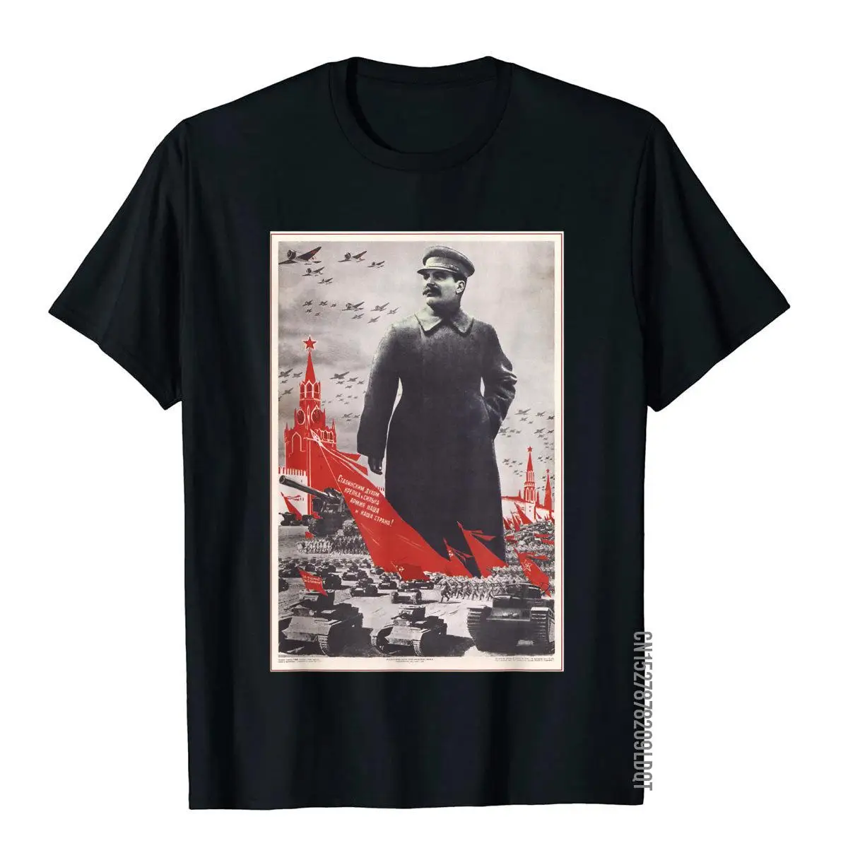 Joseph Stalin Vintage USSR Retro Soviet Poster Tee Funny Customized T Shirts Cotton Boy Tees Simple Style