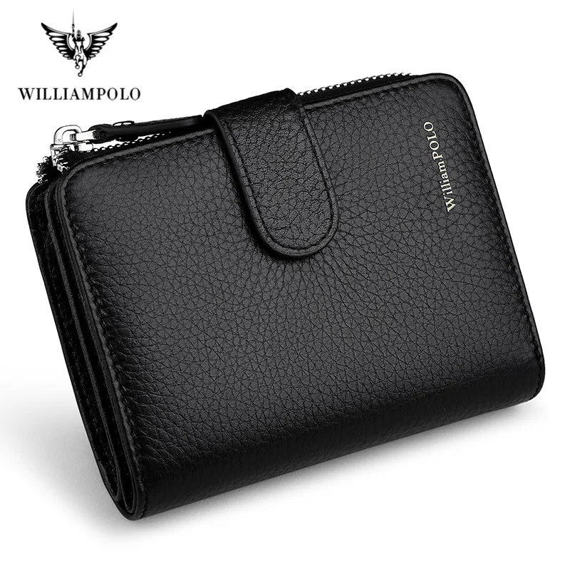 Imagem -06 - Williampolo-carteira Masculina de Couro Genuíno Carteira Curta com Bolso para Moedas Titular do Cartão Bloqueio Rfid Bolsa Masculina