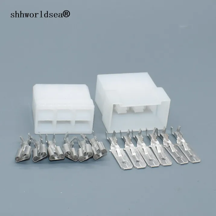 Shhworldse 6 pin 6.3mm female male connector 880297-1  6 pin Electrical 6.3 Connector Kits Male Female socket plug