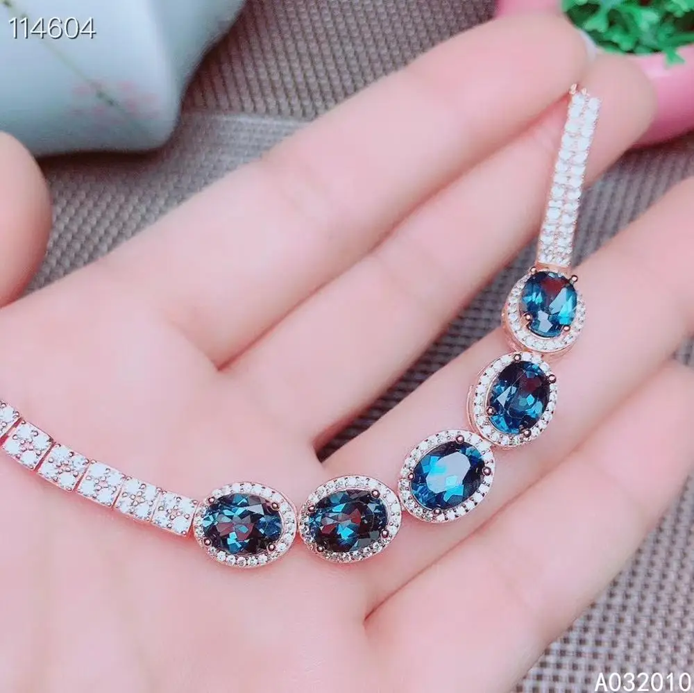 

KJJEAXCMY Fine Jewelry 925 Sterling Silver inlaid gemstone blue topaz women new hand bracelet trendy support detection