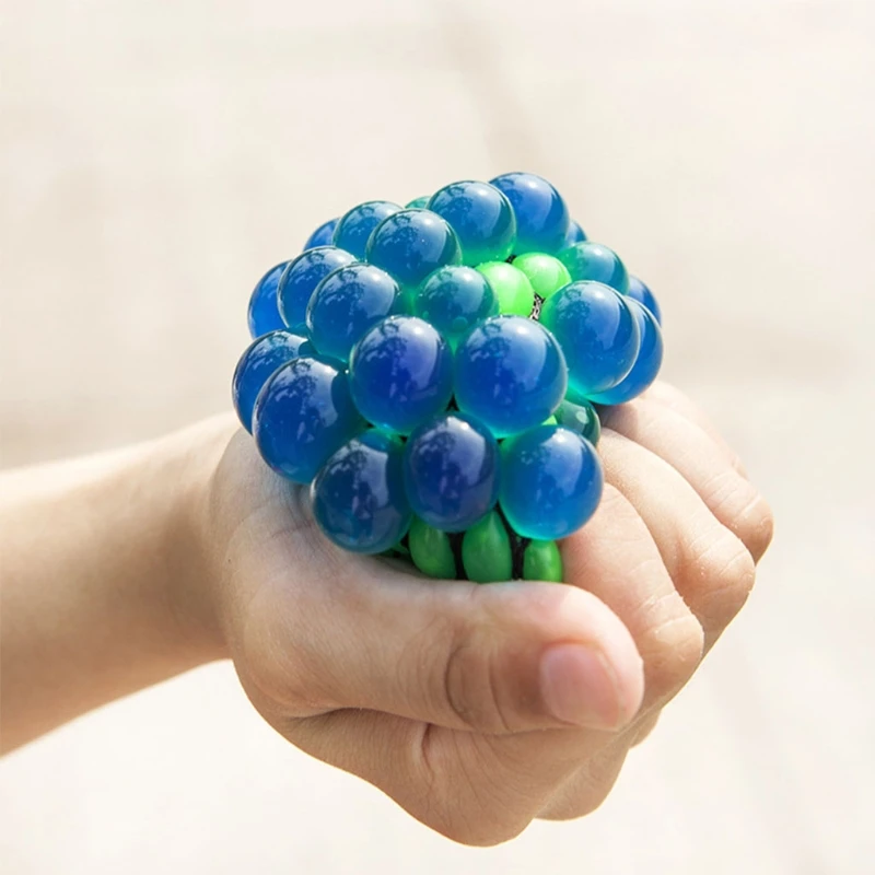 2inch Hand Squeeze Grape Ball Fidget Vent Ball Toy Miniature Novelty Toy Toddler Gift Stress Relief Toy Grape Mesh Ball