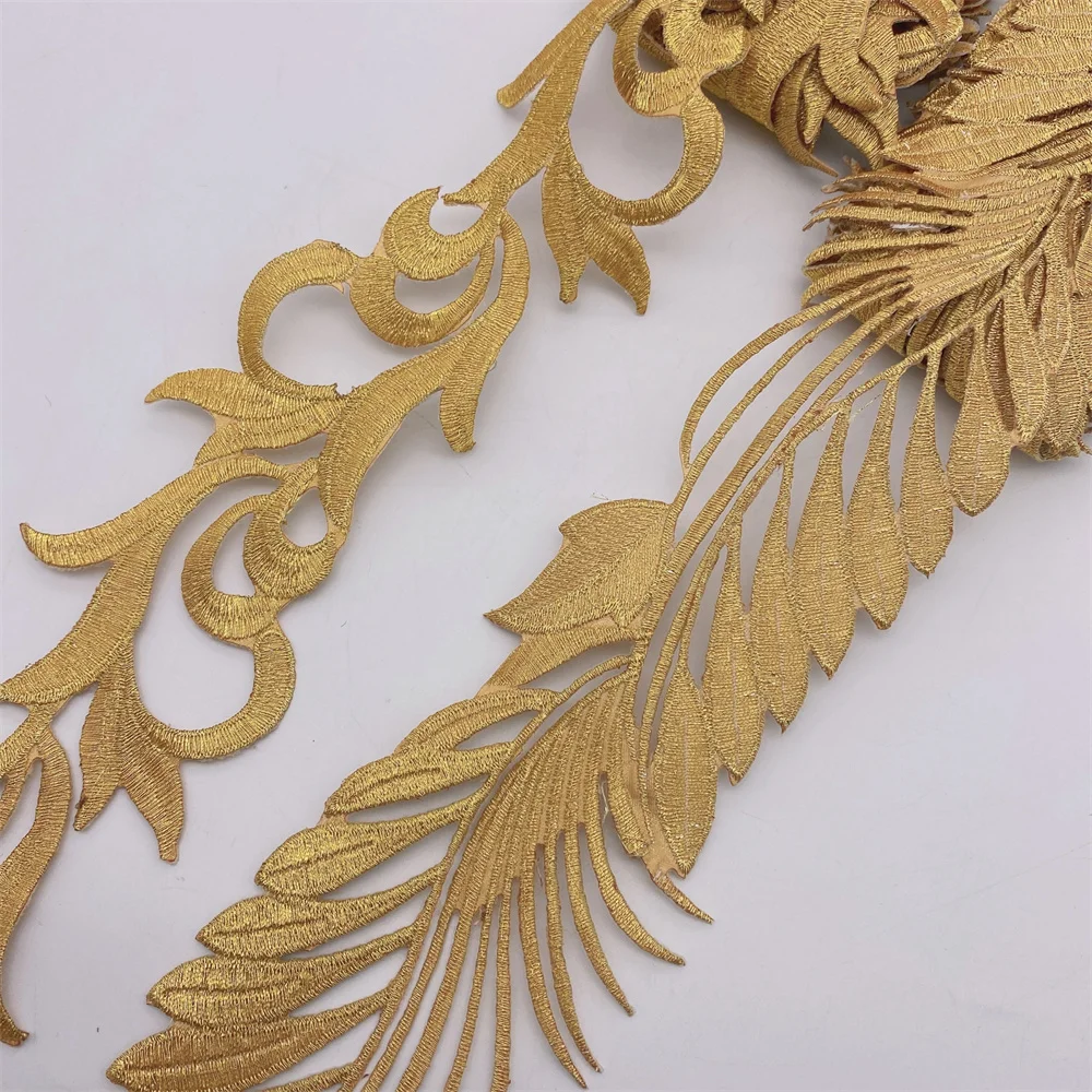 6 meters Golden Fabric  Embroidery Lace Trim  for Women's men's clothes DIY