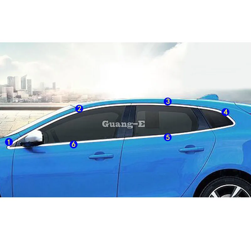 

For Volvo V40 2013 2014 2015 2016 2017 2018 2019 Car Body Sticker Stainless Steel Glass Window Pillar Middle Column Strip Trim