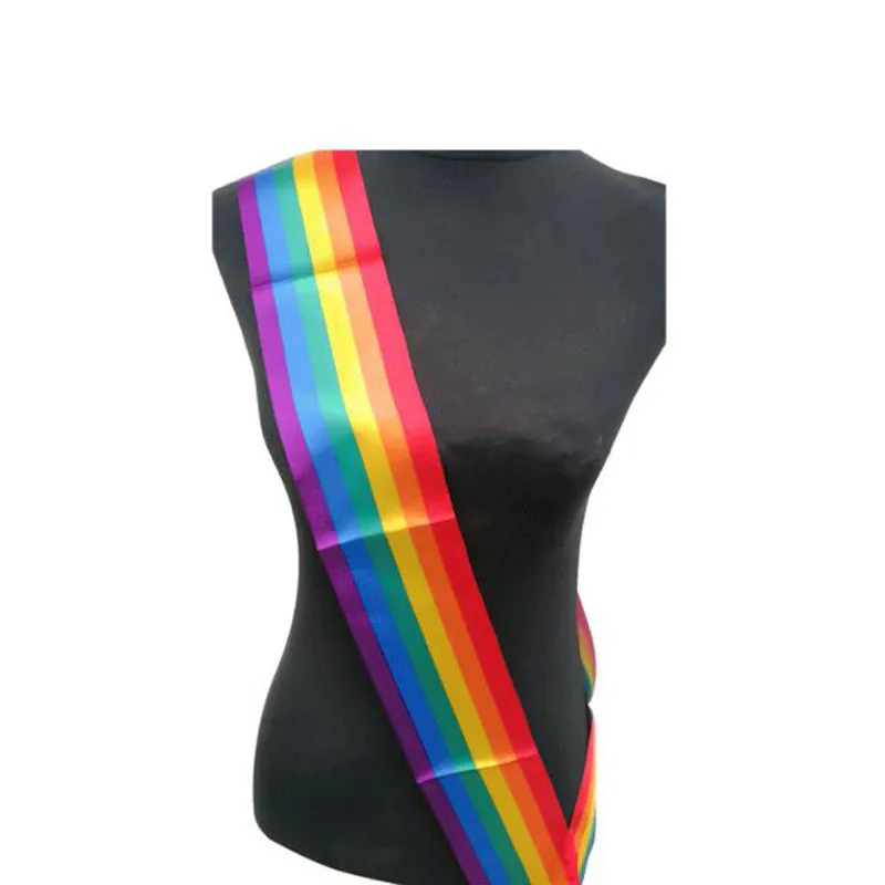 

100pcs Gay Pride Rainbow Satin Sash Etiquette Sashes Hen Party Event Favors Decorations Accessory