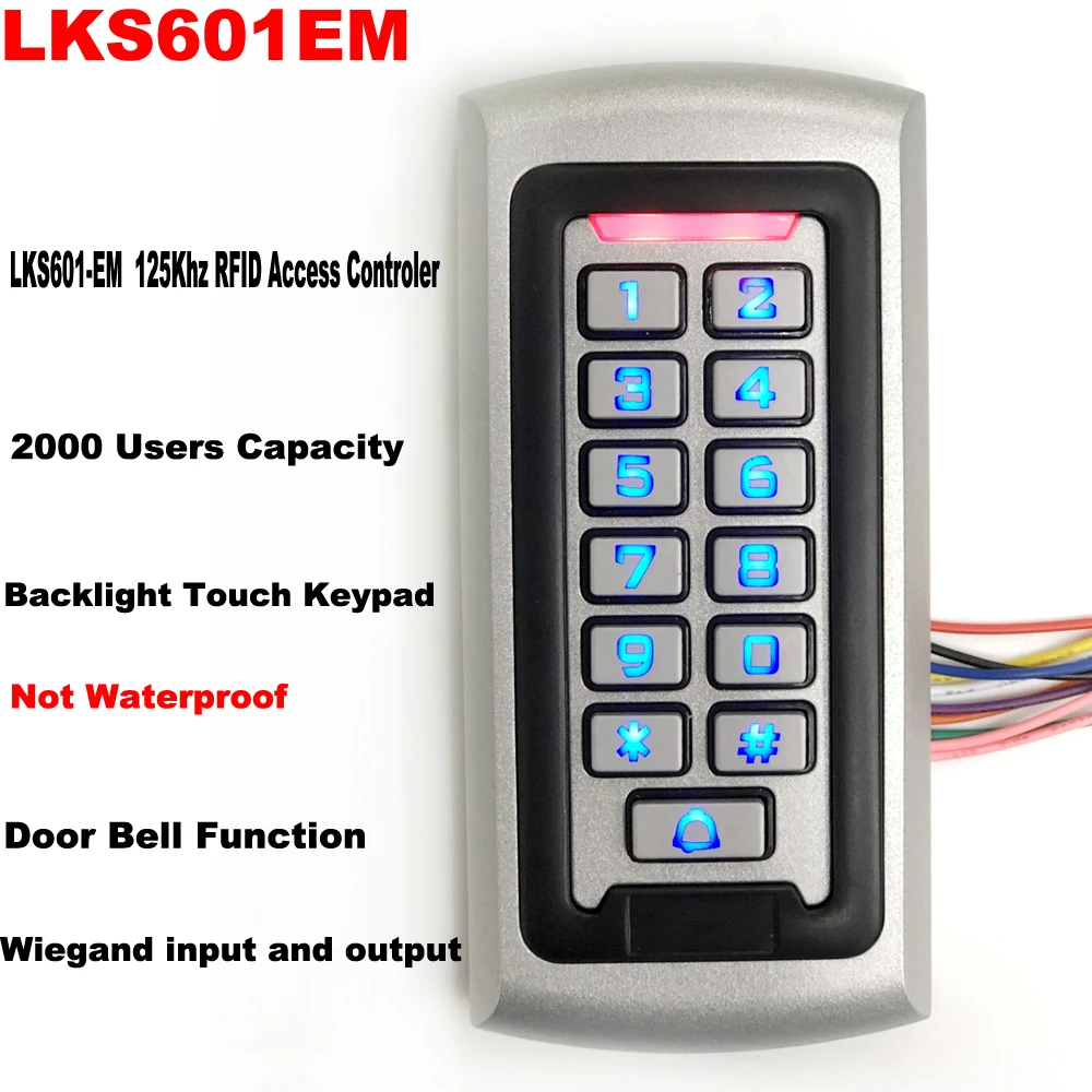 

IP68 Waterproof Backlight 125Khz RFID IP68 Waterproof Standalone Access Control Reader Keypad 2000 Users Door Opener