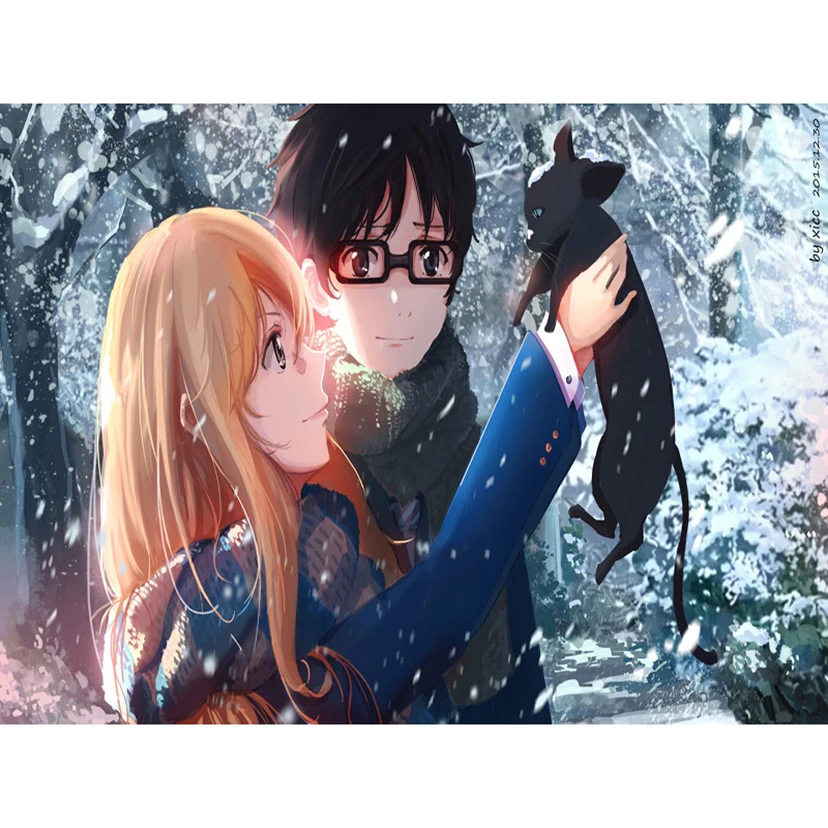 Japan Anime 5D Diamond Painting Cartoon Your Lie in April Full Drill DIY Diamond Embroidery Mosaic Cross Stitch Decor Gift CM11