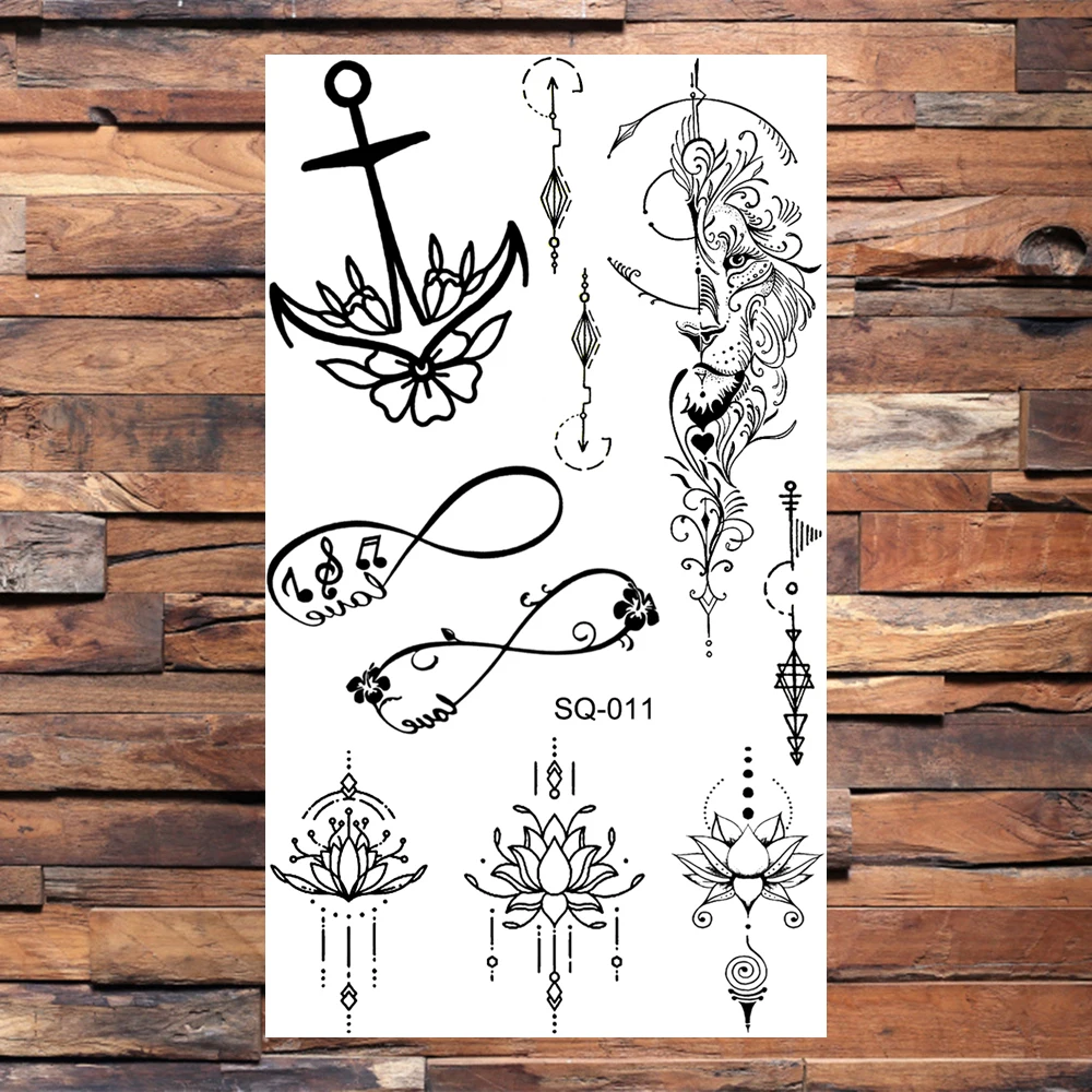 Minimalist Anchor Infinite Temporary Tattoos For Adults Compass Pendant Lighthouse Fake Tattoo Sticker Body Hand Tatoos Creative