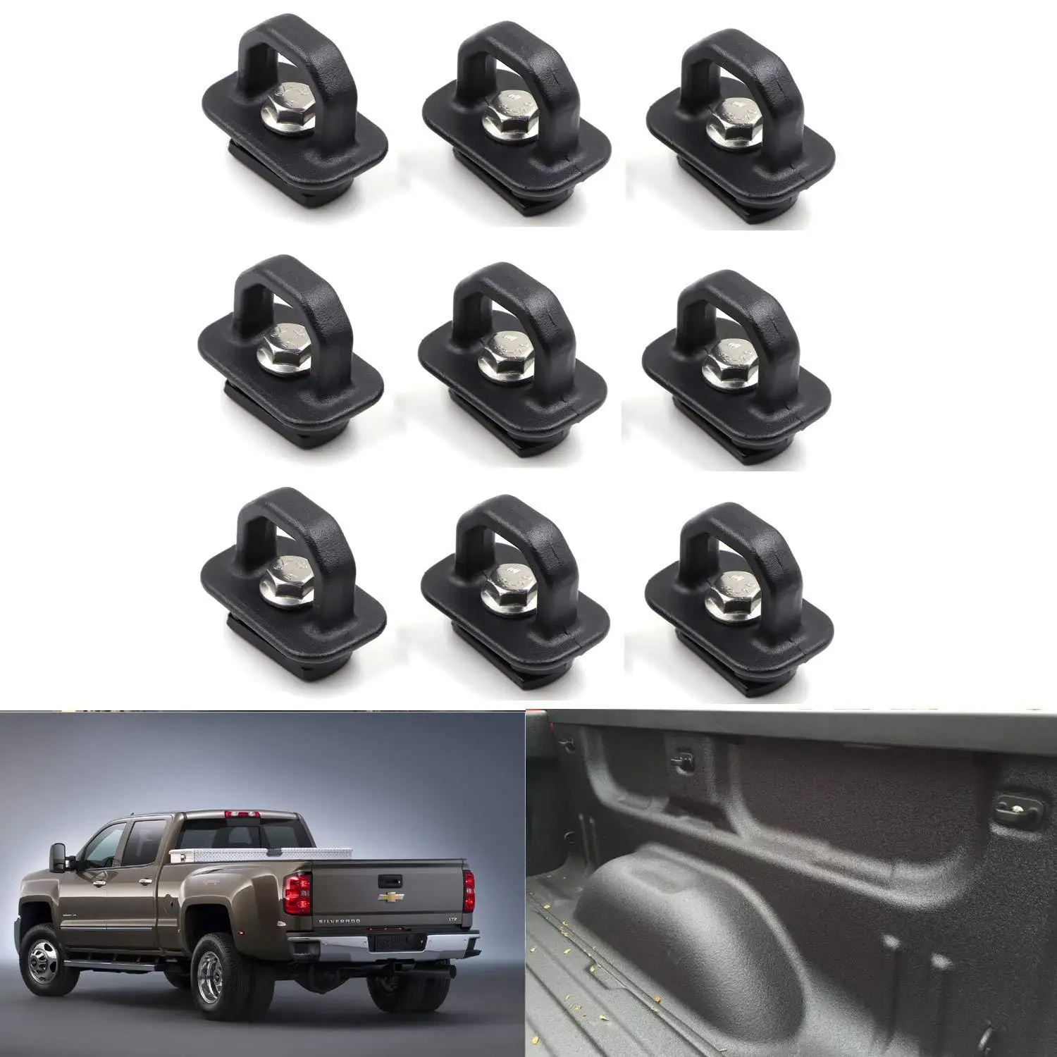 

9pcs Tie Down Anchors Truck Bed Side Wall Anchor for 2007-2018 Chevy Silverdo GMC Sierra 2015-2018 Chevrolet Colorado DZ97903