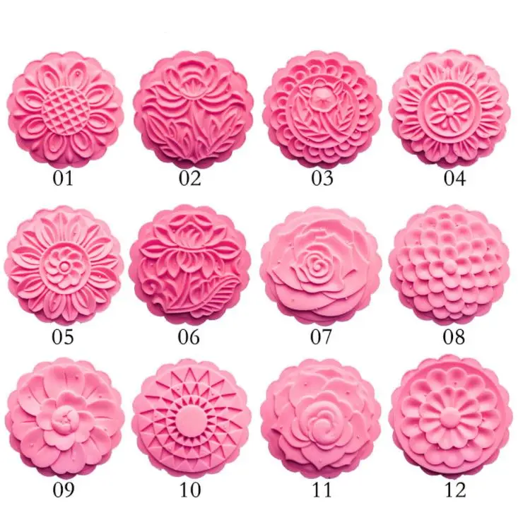 

150g-185g round shape mix design Mooncake mung bean cake Molds mould with 4 Stamps plastic hand pressure , 50sets/lot SN3680