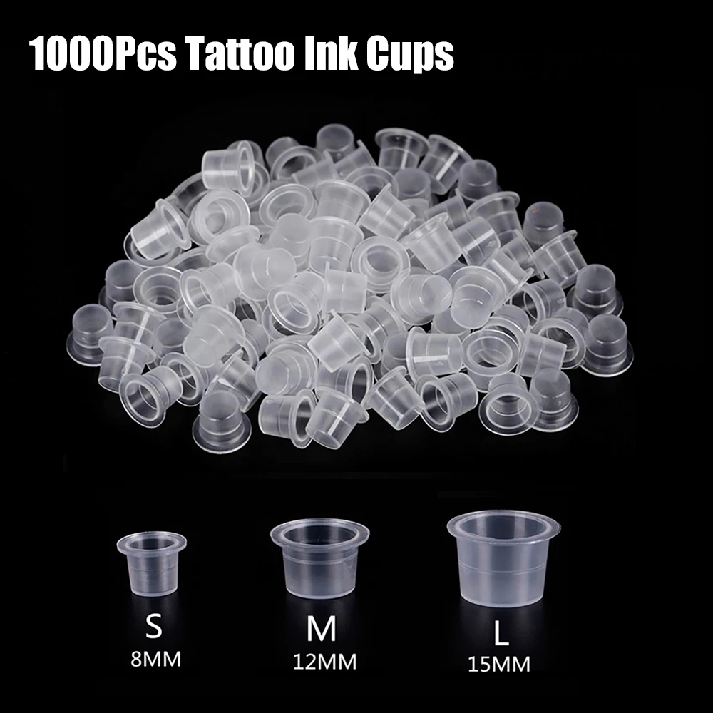 1000 Teile/los Kunststoff Einweg Tattoo Tinte Tasse Permanent Make-Up Pigment Tinte Halter Caps Tassen Tattoo Pigment Zubehör