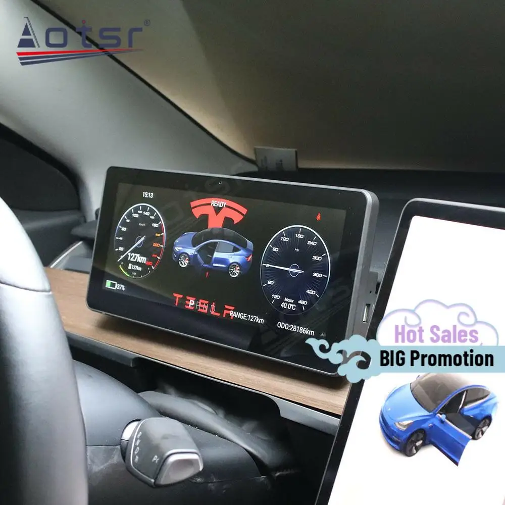 Android  Digital Dashboard Panel Virtual Instrument Cluster Support GPS IPS Touch Screen Center Speedometer For Telsa Model 3