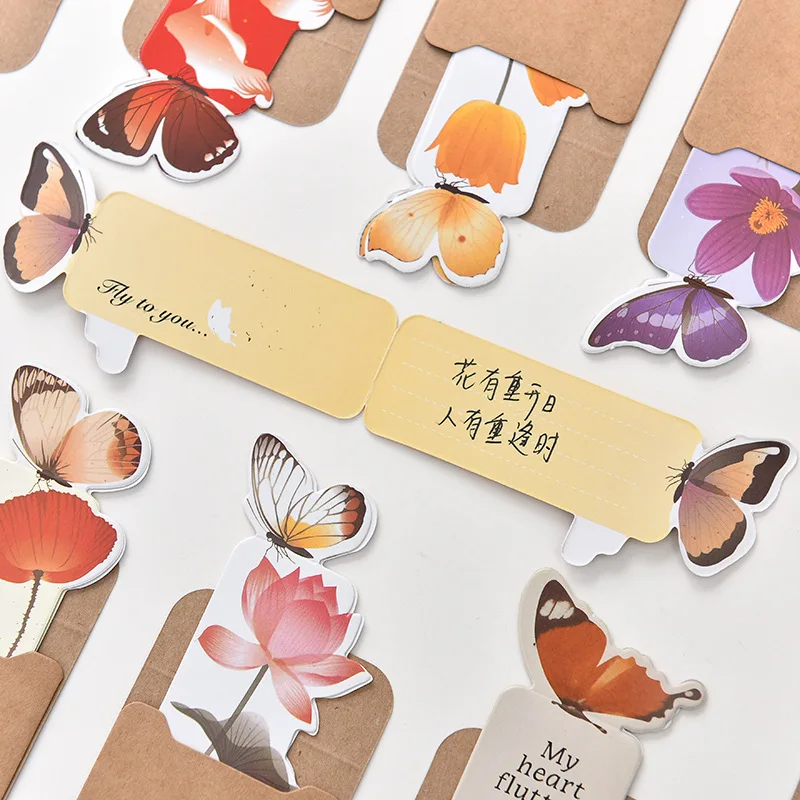 500 PCS Butterfly Paper Bookmark Colorful Cute Design Originality Stationery School Office Support Tool Bookmarks Christmas Gift