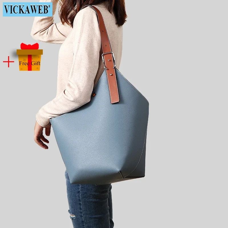 Free Gift 2022 Trend Women Brand Shoulder Bags 100% Genuine Leather Female Fashion Designer Shopper Tote Handbags Bucket Purses