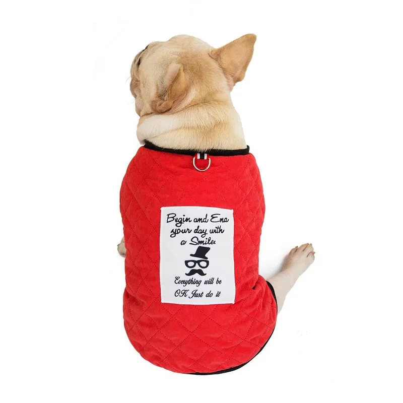 Autumn/Winter Cotton Letter Printed Dog Vest Dog Clothing Pet Dog Clothes Cotton Clothes Suede Winter Cotton Warm