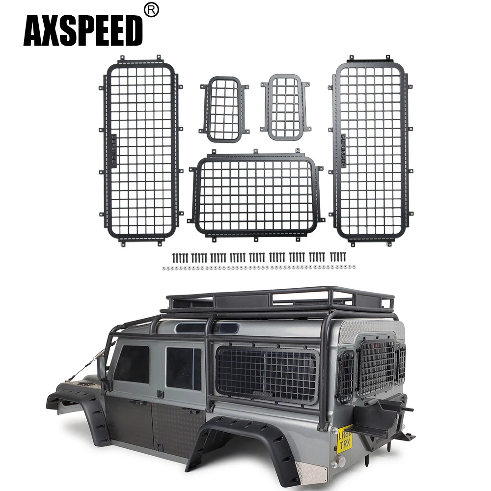 AXSPEED 5pcs Metal Stereoscopic Window Mesh Protective Net for TRX-4 TRX4 Defender 1/10 RC Crawler Car Model Decoration Parts