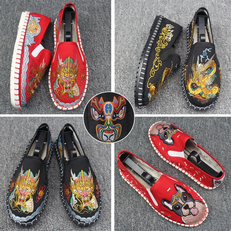 Spring and Autumn Men Casual Loafers Social Pedal Men Casual Shoes Printed Rubber Male Flat Casual Sneakers Loafers