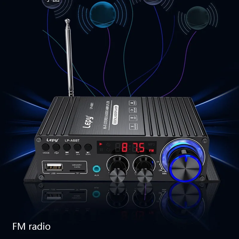 LEPY-Amplificador de potencia de decodificación Coaxial LP-A8BT, reproductor de música sin pérdidas, FM, USB, SD, 2x30W, Bluetooth 5,0