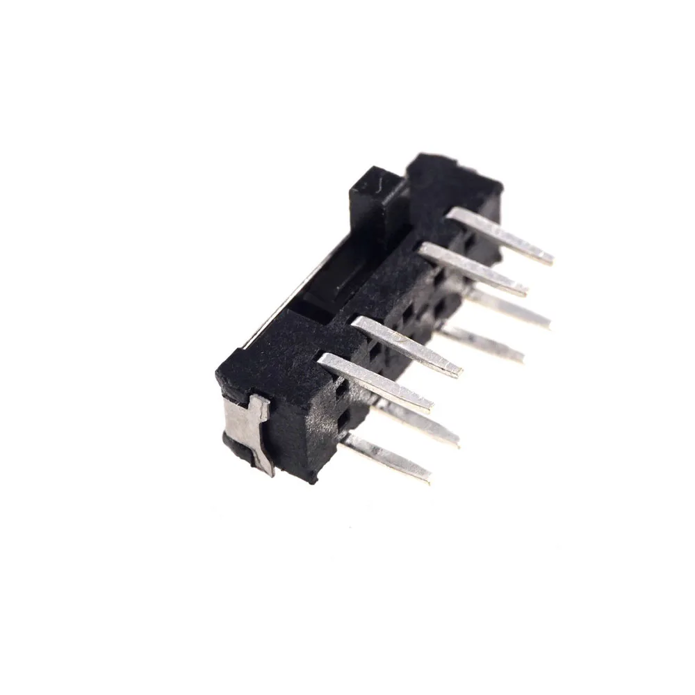 10Pcs Miniature Slide Switch 8 Pin 2P3T DP3T ON-ON-ON Right Angle Through Hole PCB Solder Knob 2.0MM