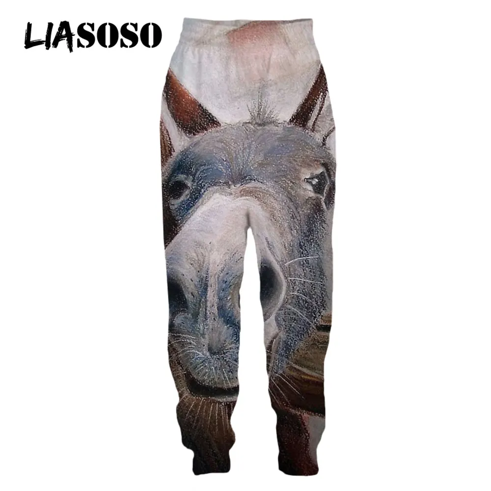 

LIASOSO Animal Funny Donky 3D Print Jogging Sweat Pants Trendy Loose Oversized Sweatpants Streetwear Unisex Breathable Clothing