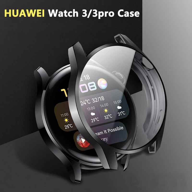 TPU Case For Huawei Watch 3 pro 48mm 46mm soft Plated All Around Protective Bumper Cover Huawei Watch 3 Screen Protector