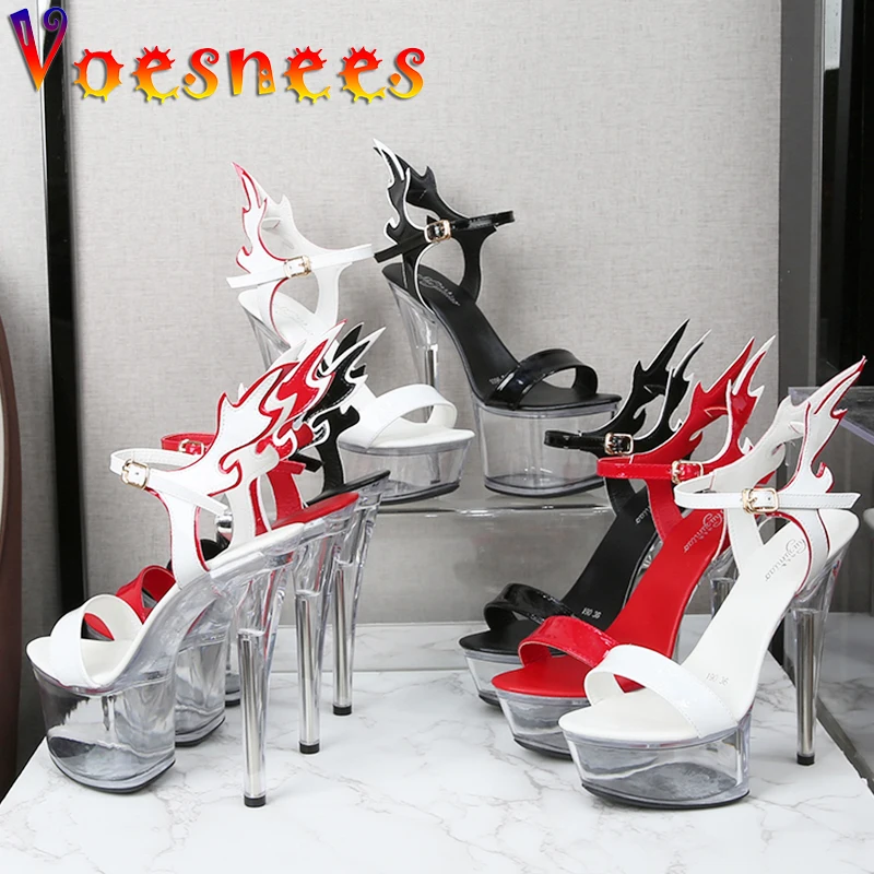 Girls Shoes for Party Club Shoe Sandals Transparent Flame Wing Super High Thin Heels Sexy Pole Dance Shoes Stripper Fetish Shoes