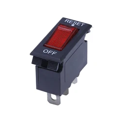 5-20A Plastic Red Lamp Illuminated 3Pins Reset Rocker Overload Protector Switch Thermal Circuit Breaker