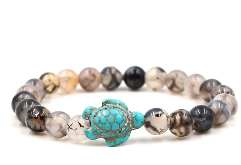 8mm xg34 Black dragon bead Bangles turquoise tortoise Buddha Prayer Yoga Bracelet  women men nature stone Party Wedding Jewelry