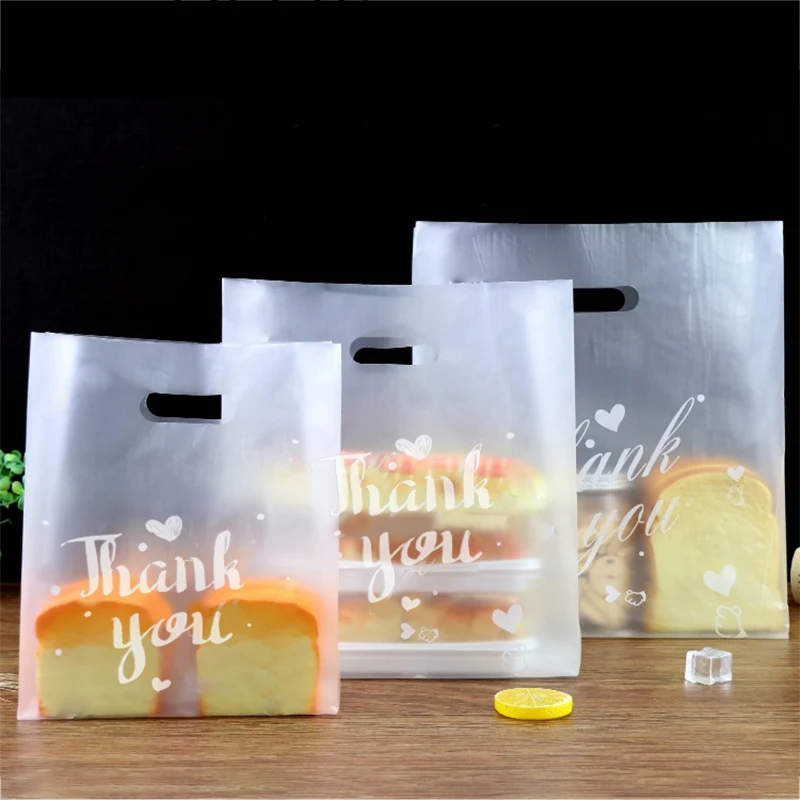 

10pcs Thank you Plastic Gift Bags Plastic Hand Shopping Bags With Christmas Wedding Party Favor Bag Candy Cake Wrapping Bags