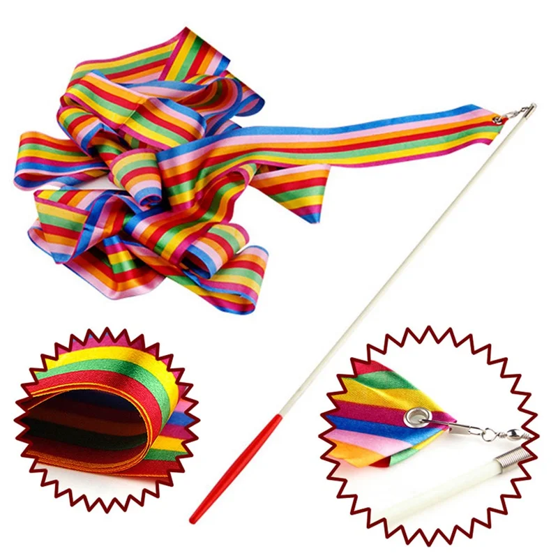 Gorące kolorowe wstążki gimnastyczne zabawki dla dzieci najlepszy prezent na zewnątrz Hyun taniec zespół 4 metr cacko Art balet Twirling Stick