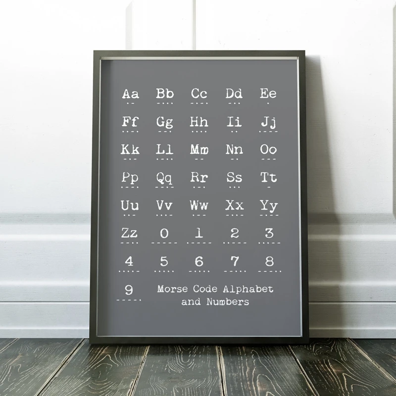 

Morse Code Alphabet and Number Canvas Prints Nursery Art Black White Poster Kids Room Wall Art Painting Boys Girls Room Decor