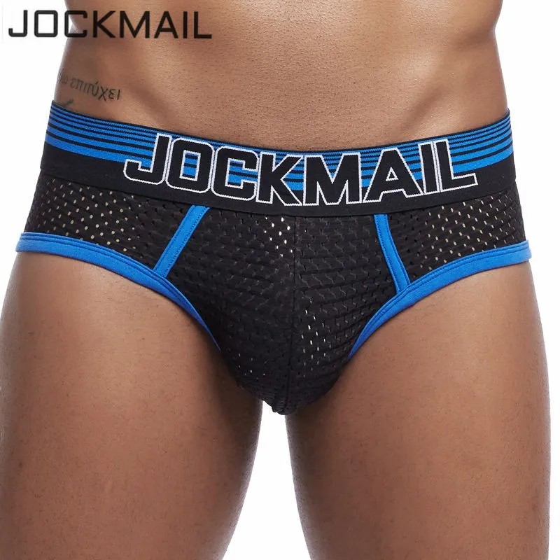 JOCKMAIL sports briefs shorts solid color Nylon mesh fiber Low waist men\'s underwear daily casual pants fitness swimming trunks