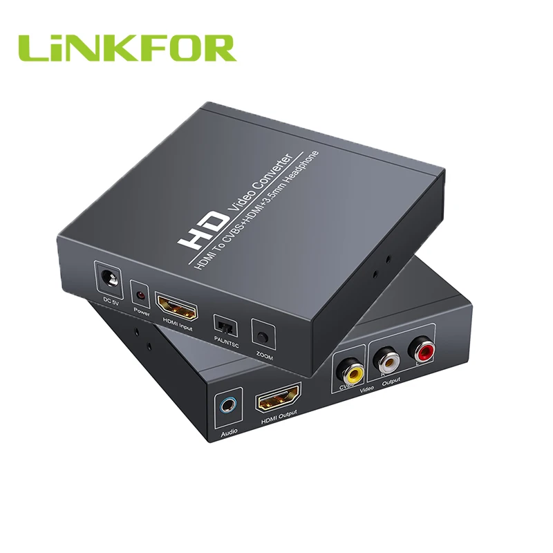 

LiNKFOR HDMI TO AV+HDMI+3.5mm Headphone Converter 3RCA CVBS AV Composite Video Audio Adapter 1080P PAL NTSC EU/UK/US Plug