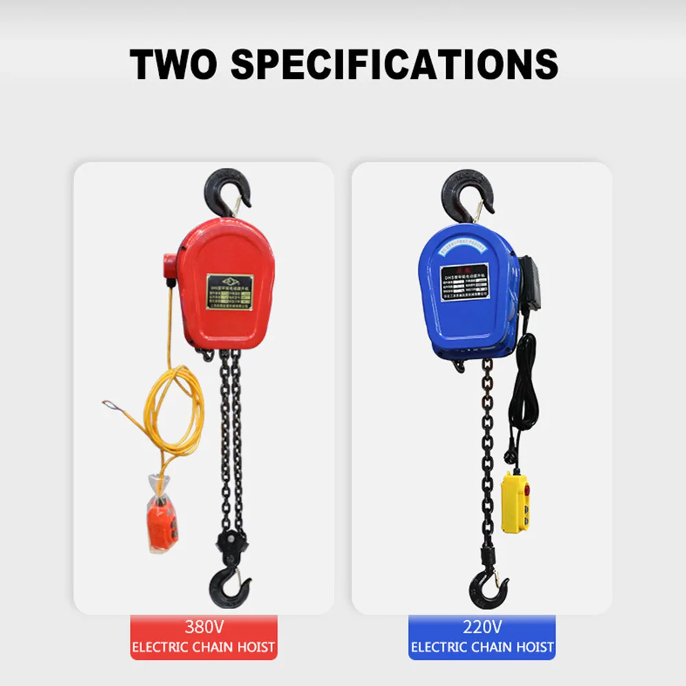 1T 1000KG Electric traction guide chain electric hoist 380V crane Suspension chain hoist winch 3/6/9 Meter Guide chain