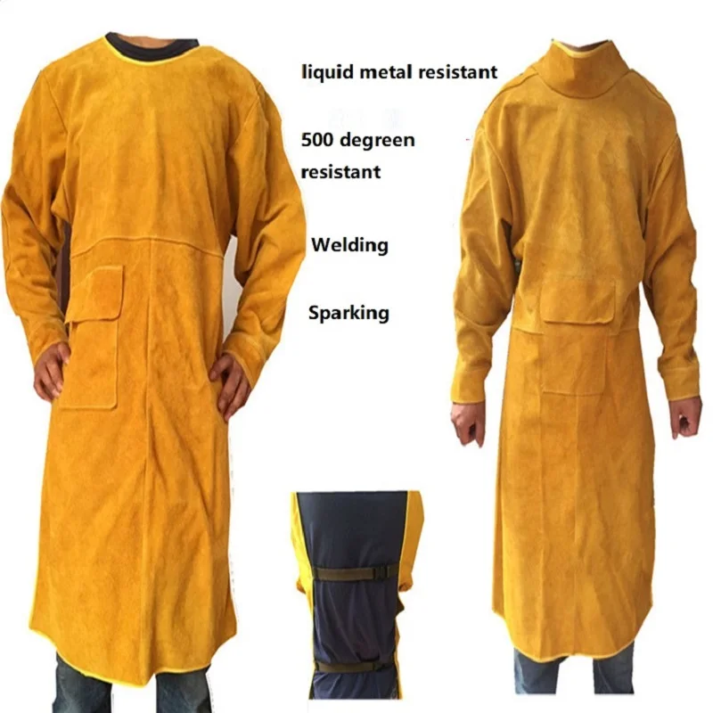 Leather Welder Welding Clothing Flame Retardant Welder Overall Siam Welding Coveralls Welding Apron Liquid Metal Protection Suit