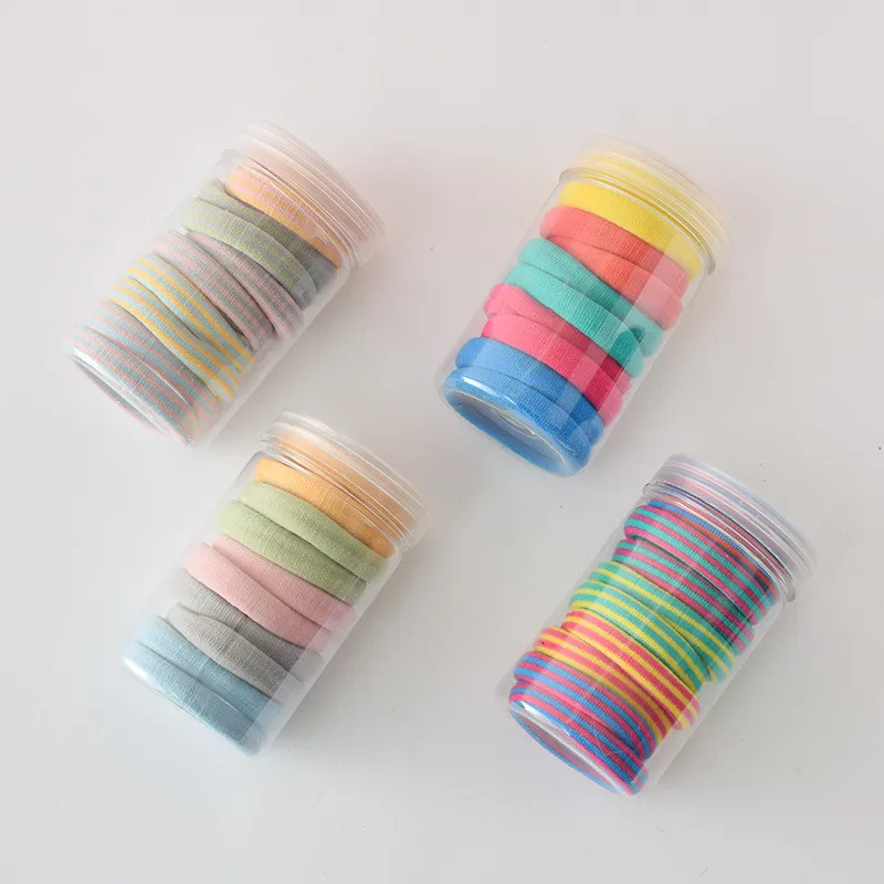 10pcs New Women Girls Candy Cream Colors Seamless Basic Hair Rubber Bands Stretchy Comfortable Ponytails Solid Stripe Hair Ties