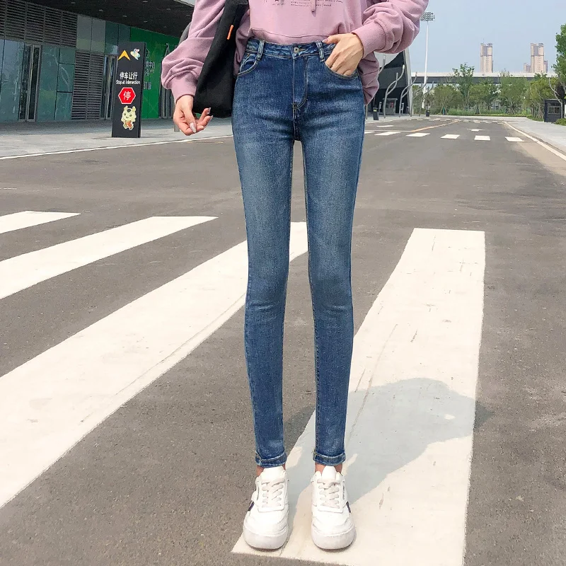 NEW Women Stretch High Waist Classic Retro Jeans Lady Clothes 38 40 Skinny Pants Push Up Leggings Mom Jeans Pencil Trousers