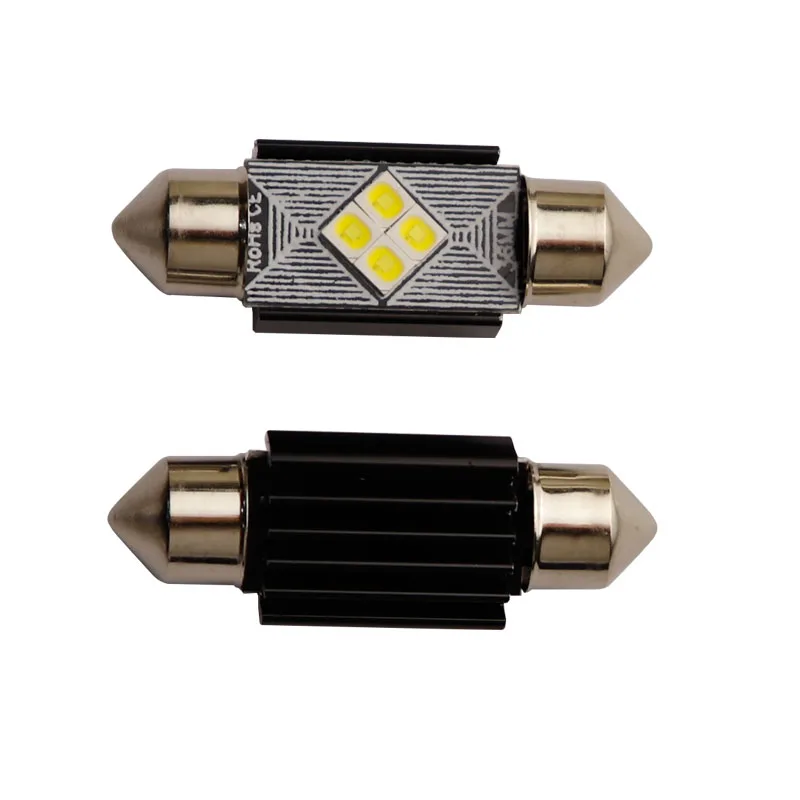 

100X Фокус яркий Фестон 4 SMD 3030 Чипс 0,11 А неполярный C5W 31 мм 36 мм 39 мм 41 мм Светодиодные внутренние купольные фонари Картовые фонари белые 12 В