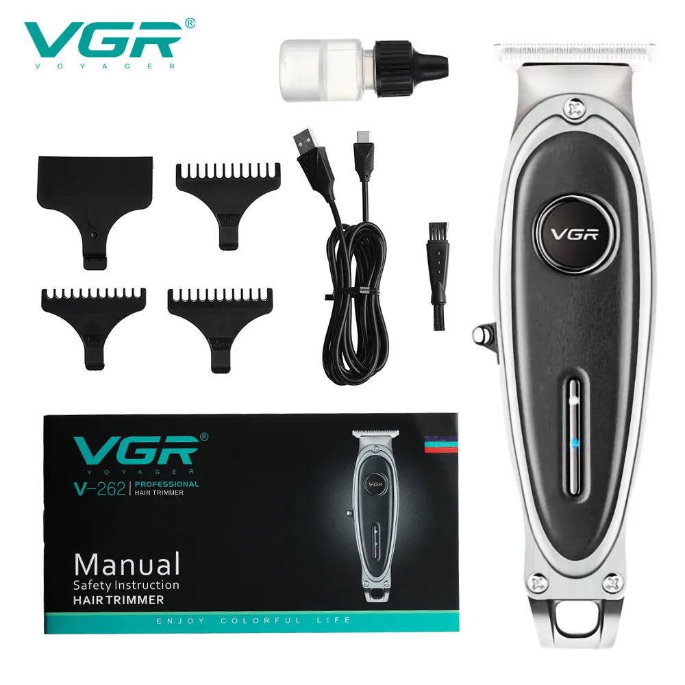 VGR 262 Hair Clipper Professional ใหม่ Retro ชาร์จ Personal Care Clippers หนังแบบพกพาตัดผม Trimmer สำหรับชาย VGR V262