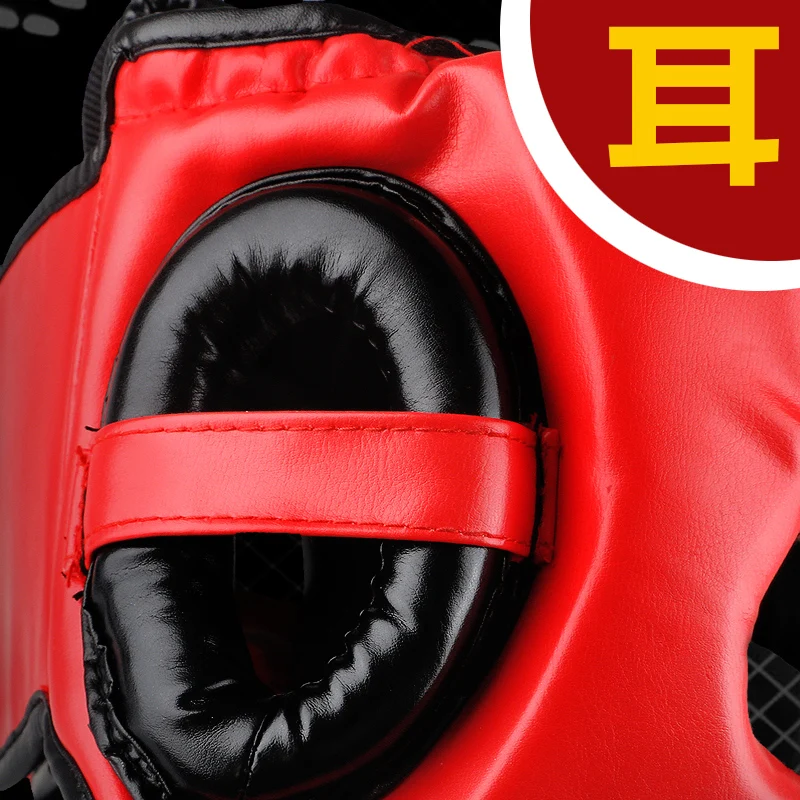 GINGPAI Full-Covered Boxing Helmet Muay Thai Training Sparring Headgear Hand Guard MMA Sanda Fitness Thickened Equipment Safety