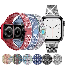 Luxury Colourful Rhinestone Jewelry Bracelet For Apple Watch Strap 38mm 40mm 42mm 44mm 41mm 45mm Steel iWatch Band 4 5 6 7 SE